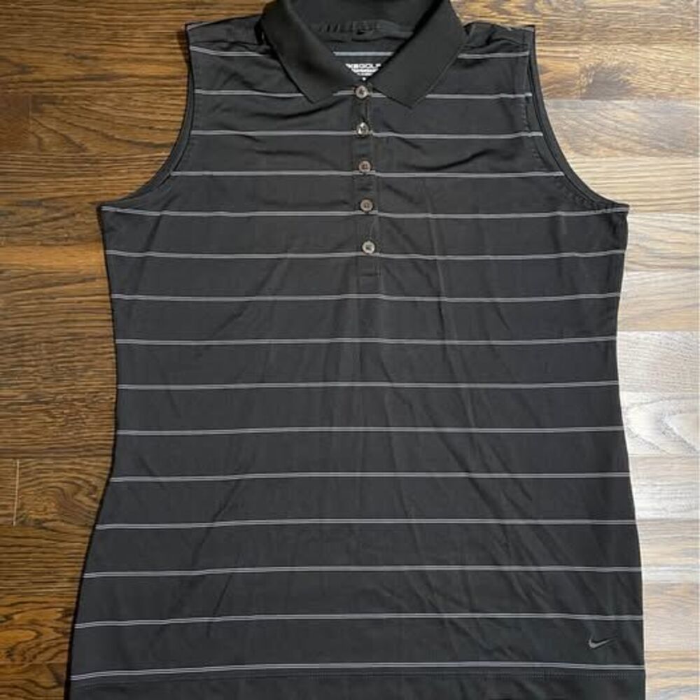 NWOT Large Nike Golf Women’s Tank Top Black White Stripe Sleeveless